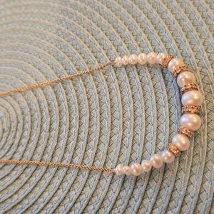 18K OVER STERLING SILVER GENUINE CULTURED FRESHWATER PEARLS W/ WHITE SAPPHIRE